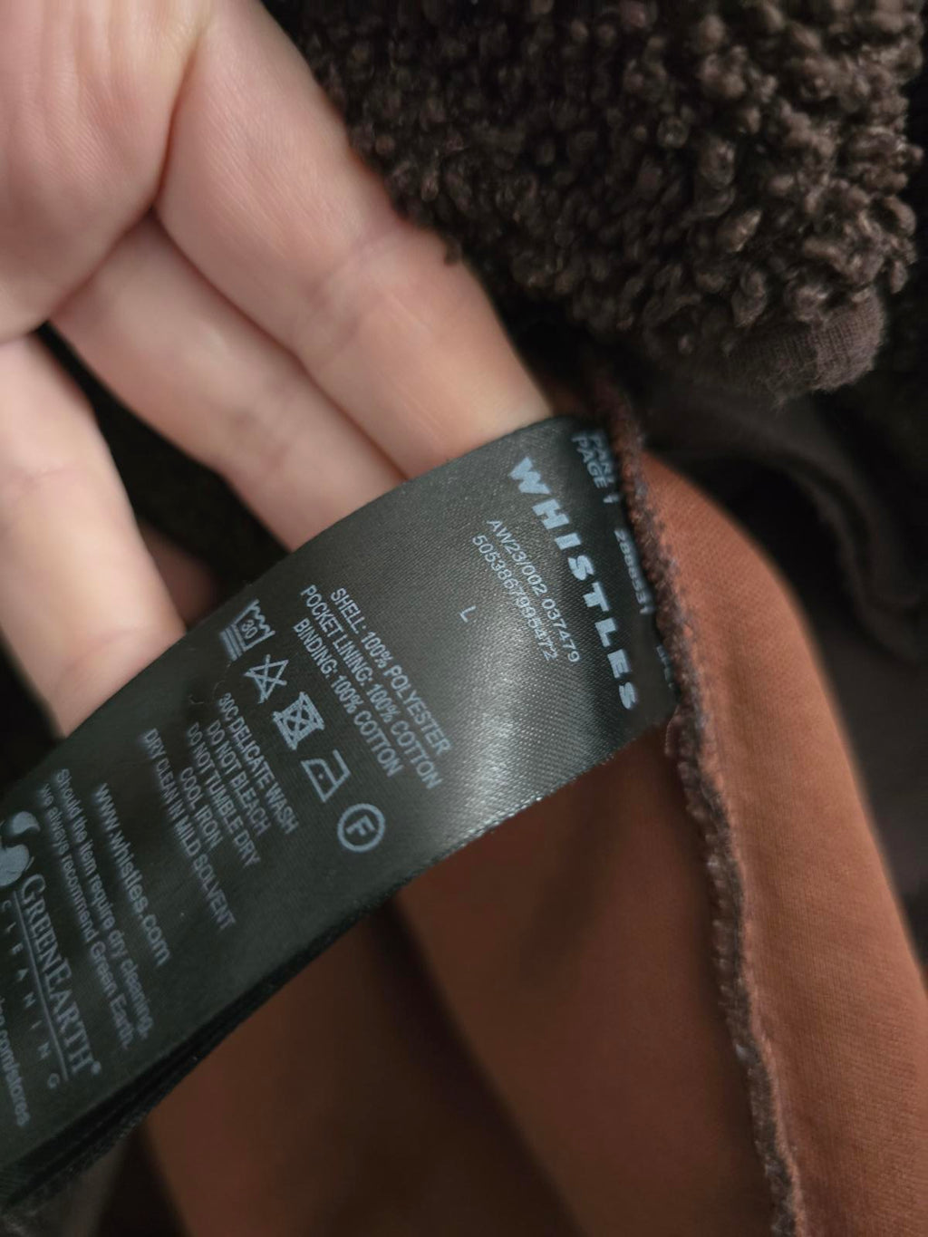 Whistles Marlene Brown Fleece Pullover with Half-Zip, size L, current stock