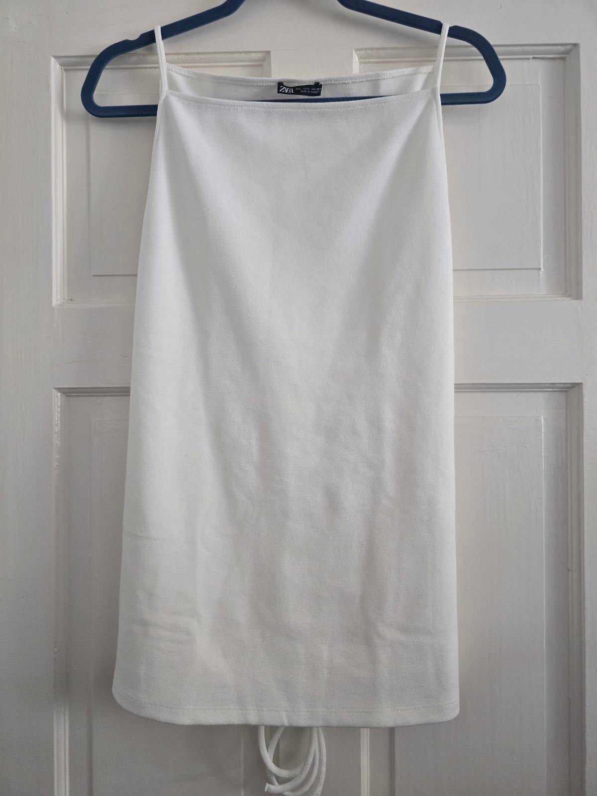 Zara Blogger Favourite White Tie-Waist Tunic Top, size L, sold out