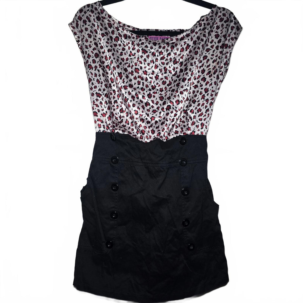 Funk Rock animal print and pencil skirt dress, satin style top, size S, retro