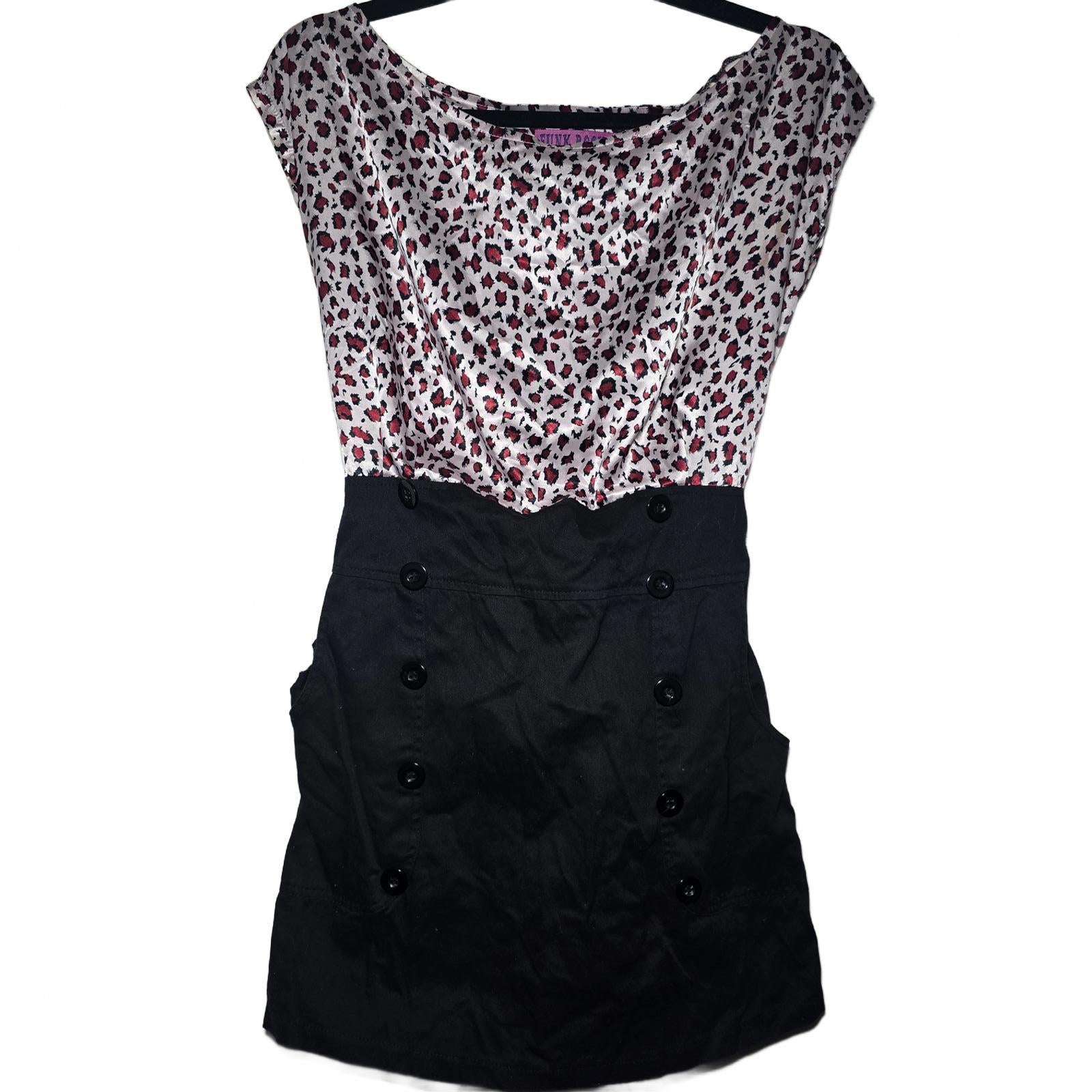 Funk Rock animal print and pencil skirt dress, satin style top, size S, retro