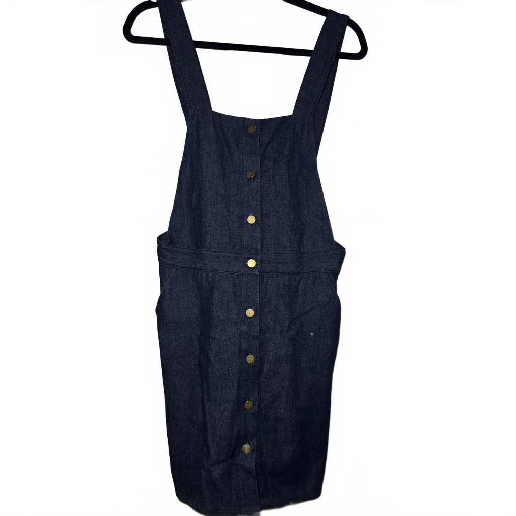 Goldie Dark Denim Pinafore Mini Dress, size 8, seen on many influencers
