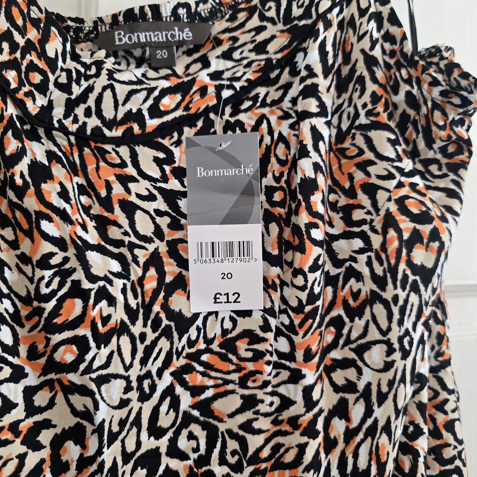 Bonmarché Women's Animal Print Sleeveless Bubble Hem Vest Camisole Top Size 20