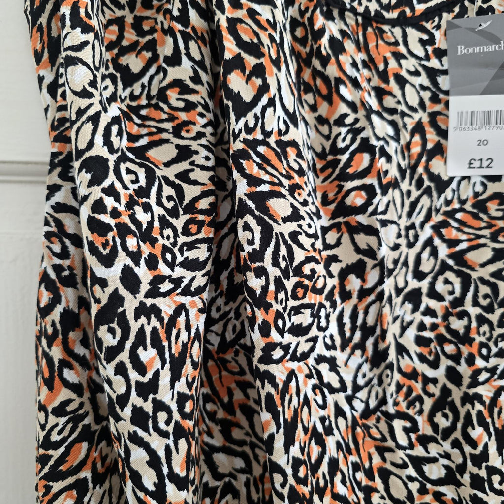 Bonmarché Women's Animal Print Sleeveless Bubble Hem Vest Camisole Top Size 20