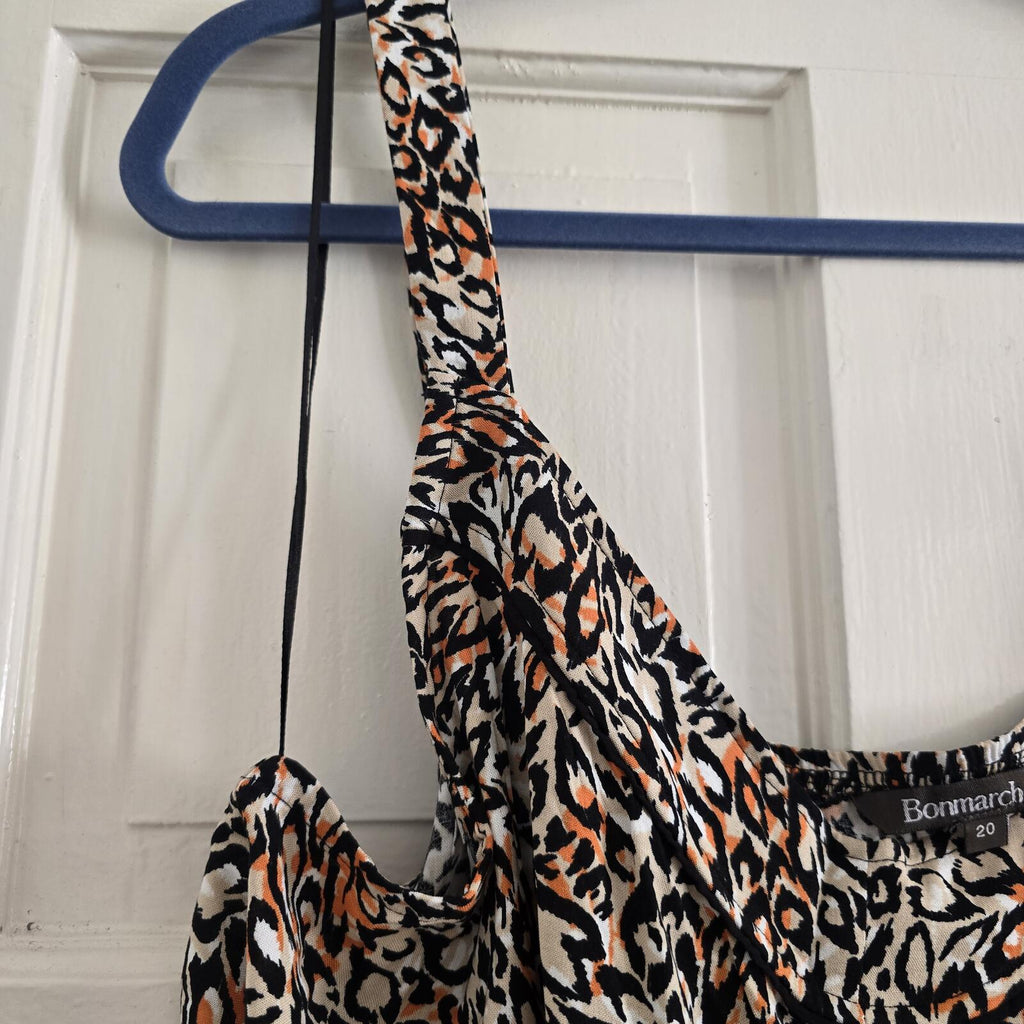Bonmarché Women's Animal Print Sleeveless Bubble Hem Vest Camisole Top Size 20