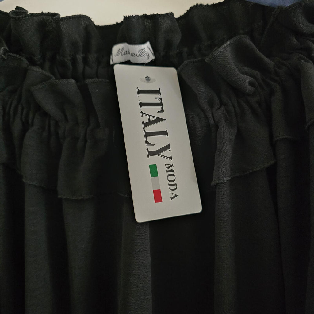 Italy Moda Black Ruffled Sleeve, Off-Shoulder Bardot Top, BNWT, Size L