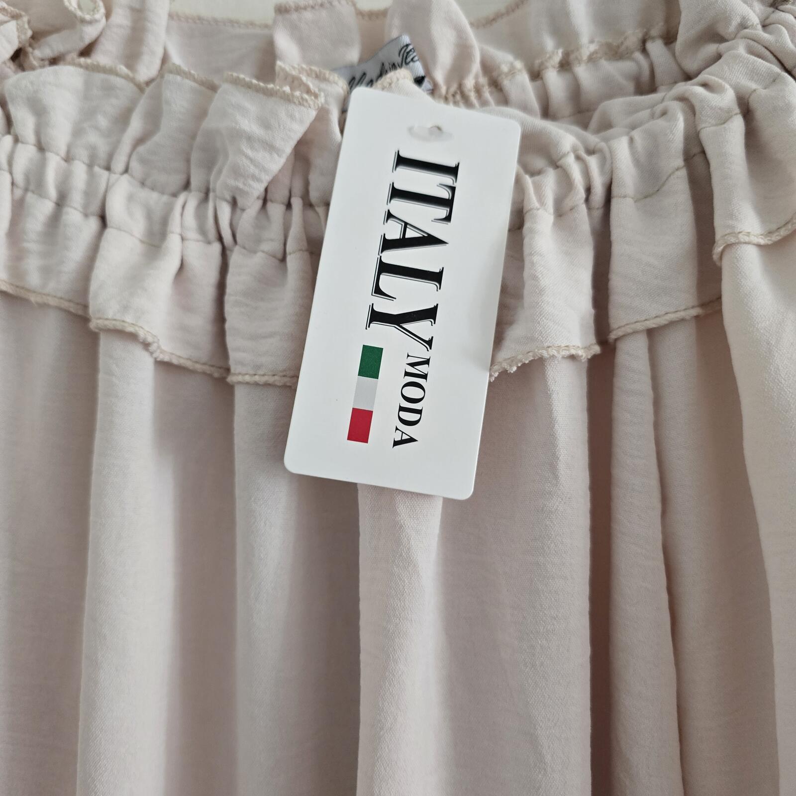 Italy Moda BNWT Cream Blouse, off the shoulder bardot, ruffle balloon sleeve