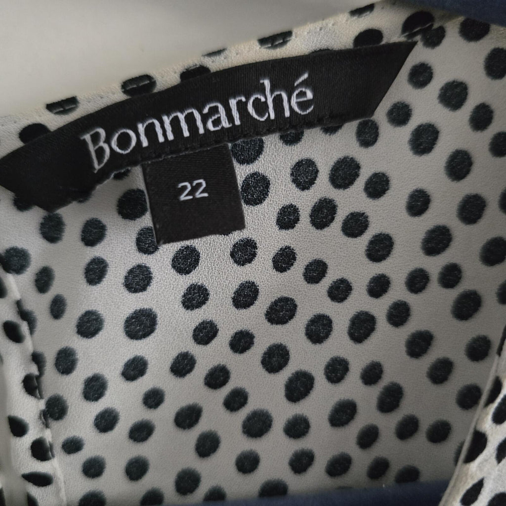 Bonmarché Women's Polka Dot Tie Front Top Blouse Size 22, plus size