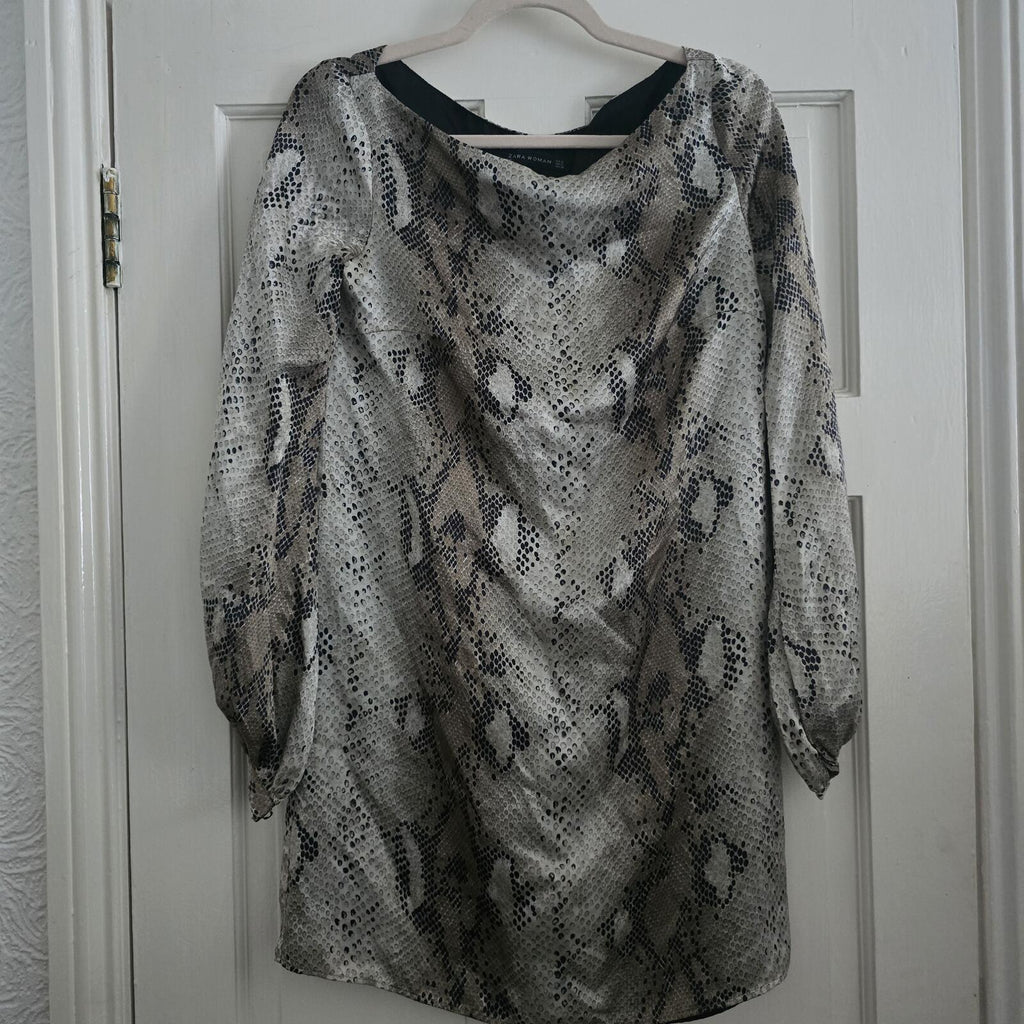 Zara Snake Print Long Sleeve Mini Dress, Silk/Satin feel, size S, sold out