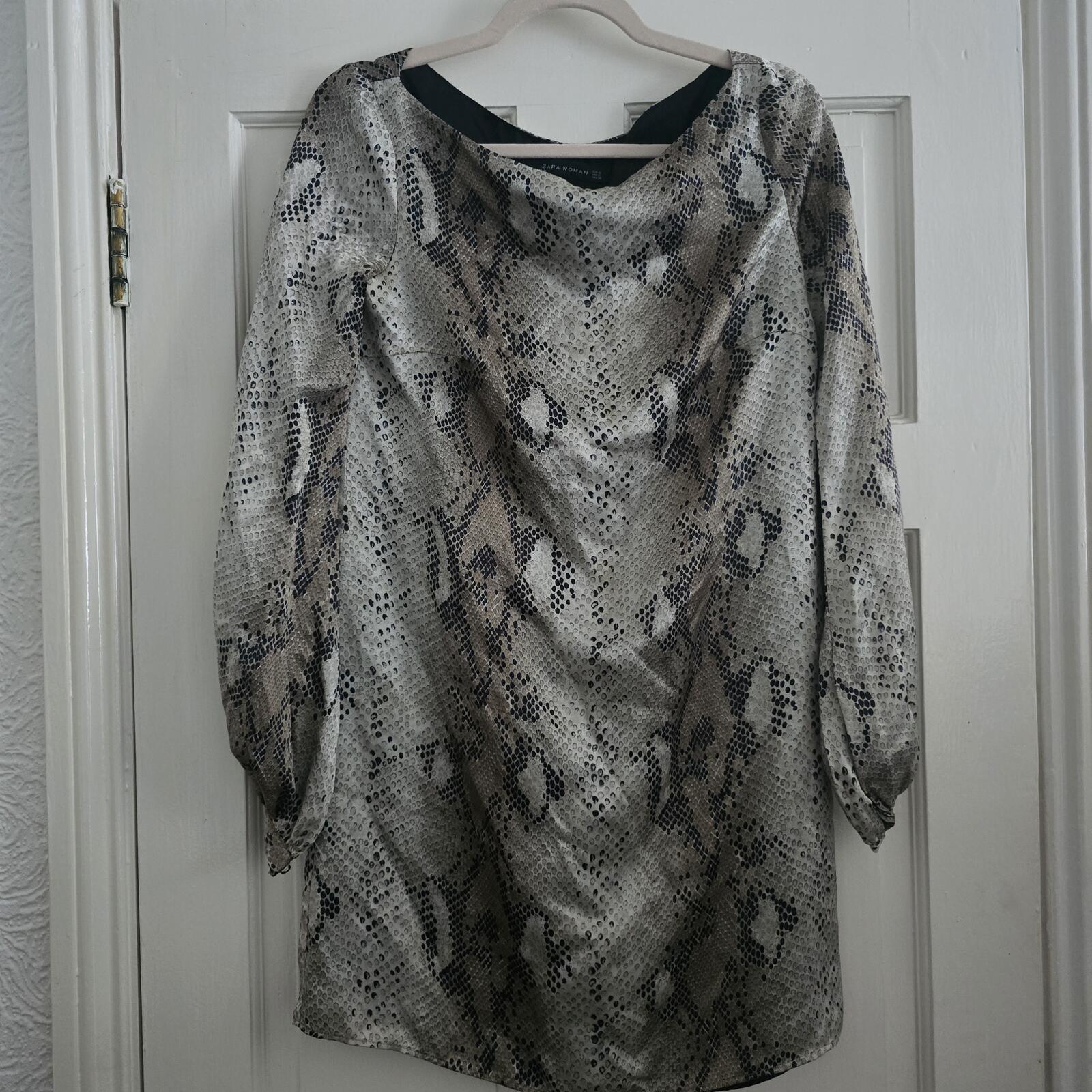 Zara Snake Print Long Sleeve Mini Dress, Silk/Satin feel, size S, sold out