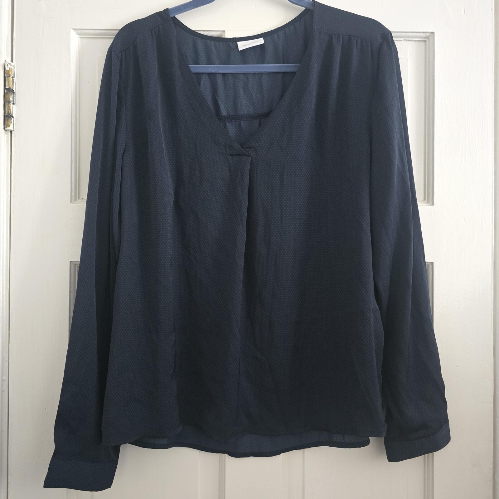 Vila Navy & Teal Spot V-Neck Blouse, Style 'Vimelli', Long Sleeve, 14/16