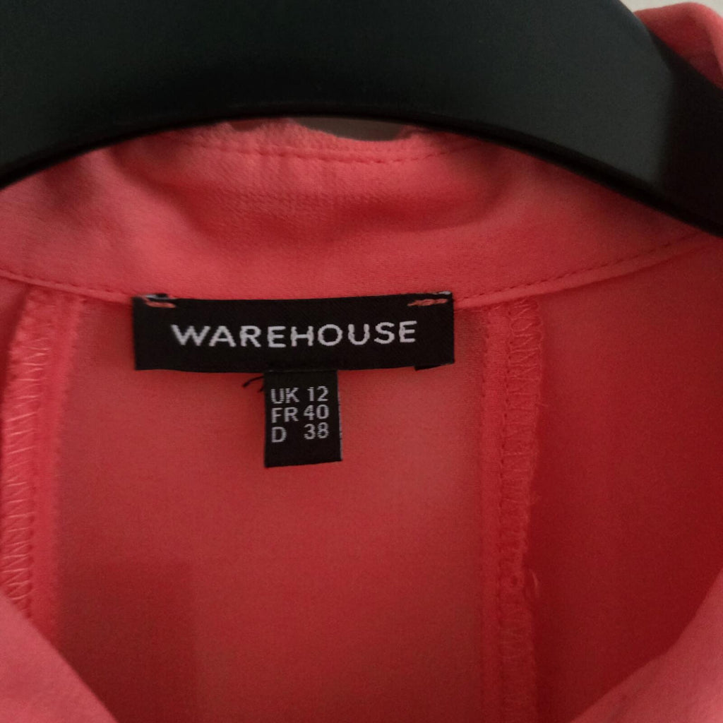 Warehouse Coral Sheer Long Sleeve Blouse, size 12, workwear, office