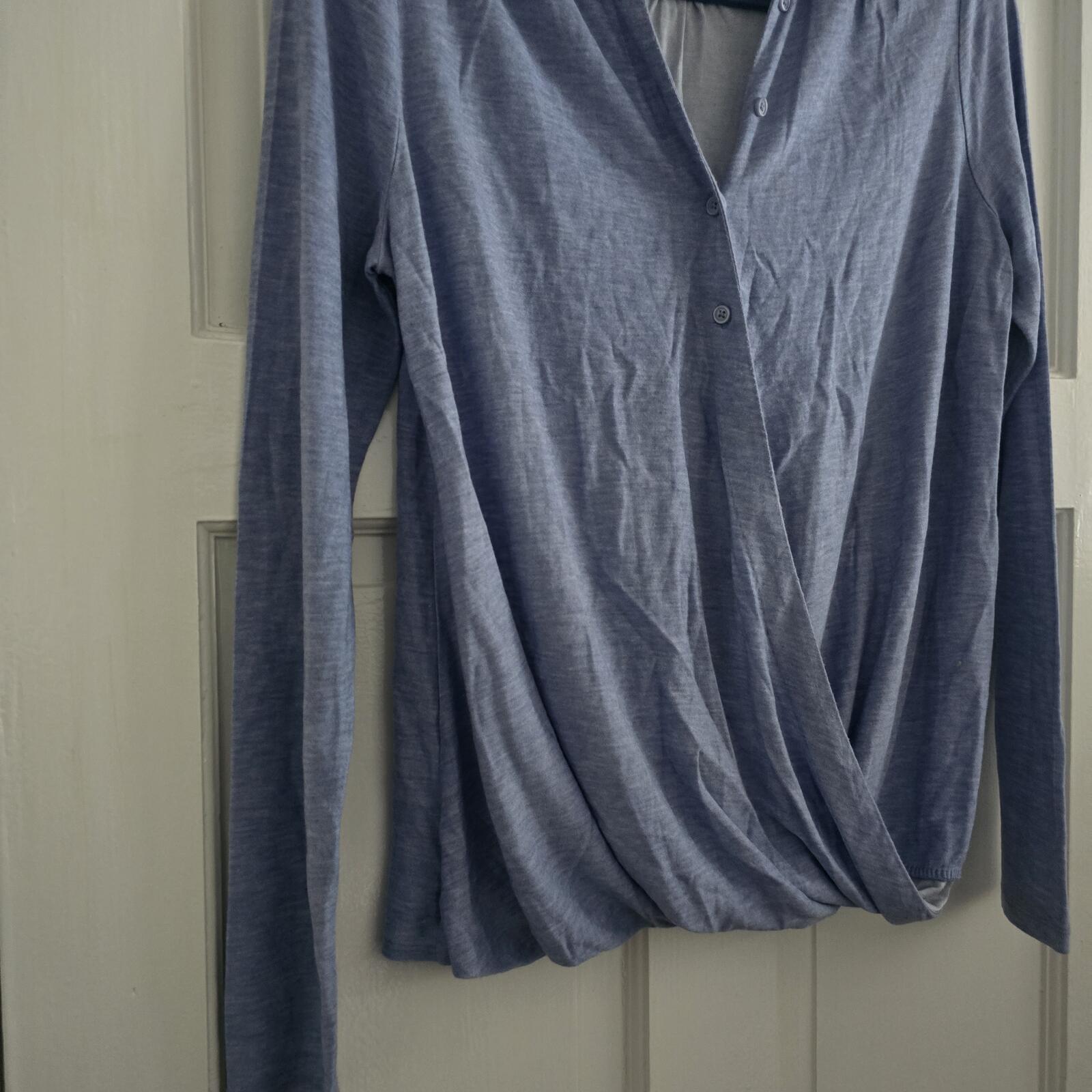 Banana Republic Faux Wrap Jersey Shirt, Light Blue, Size M, Excellent Condition