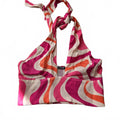 Zara Retro Style Pink and Orange Patterned Halter Crop Top, sold out, blogger XS