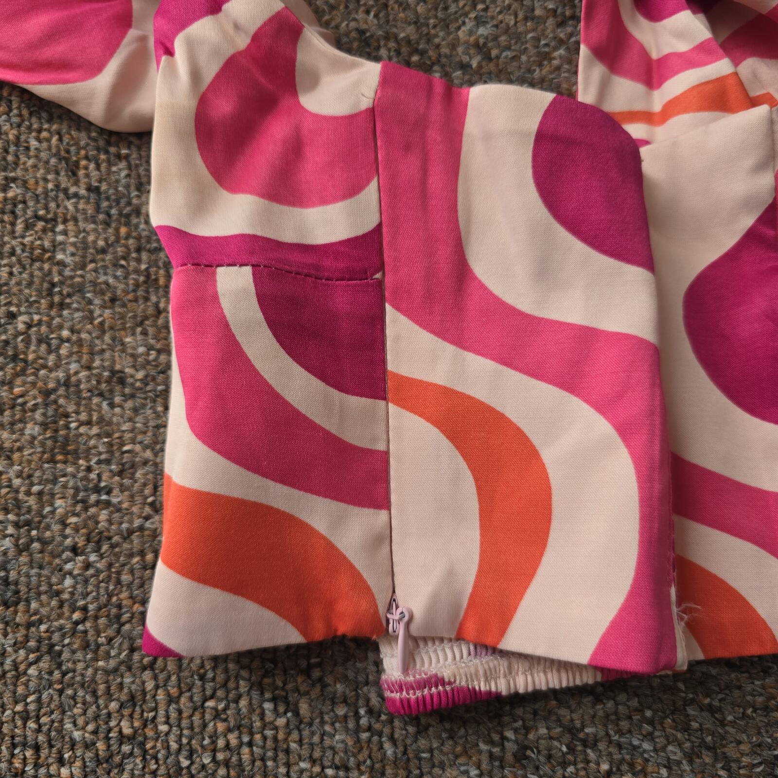 Zara Retro Style Pink and Orange Patterned Halter Crop Top, sold out, blogger XS