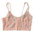 Bershka Orange Embroidered Crop Top with Hook Closure, S, y2k, floral