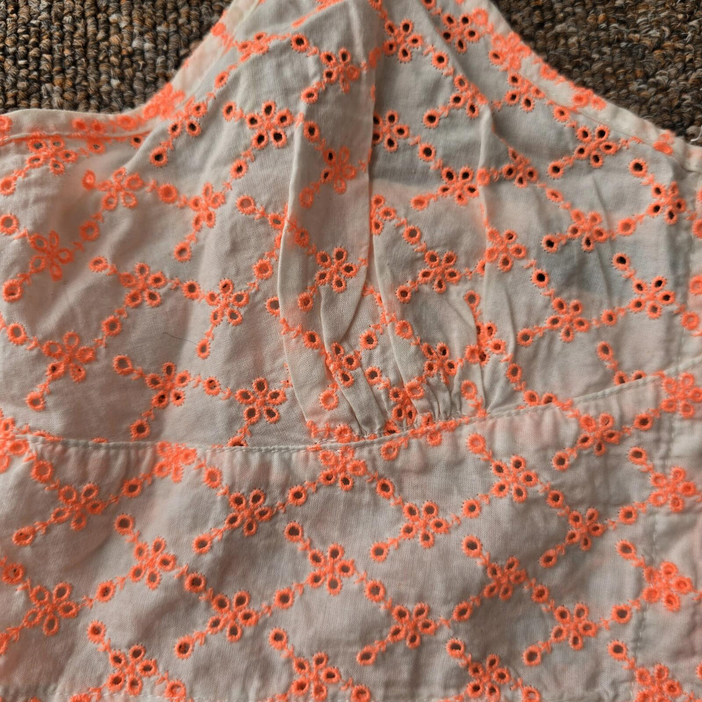 Bershka Orange Embroidered Crop Top with Hook Closure, S, y2k, floral