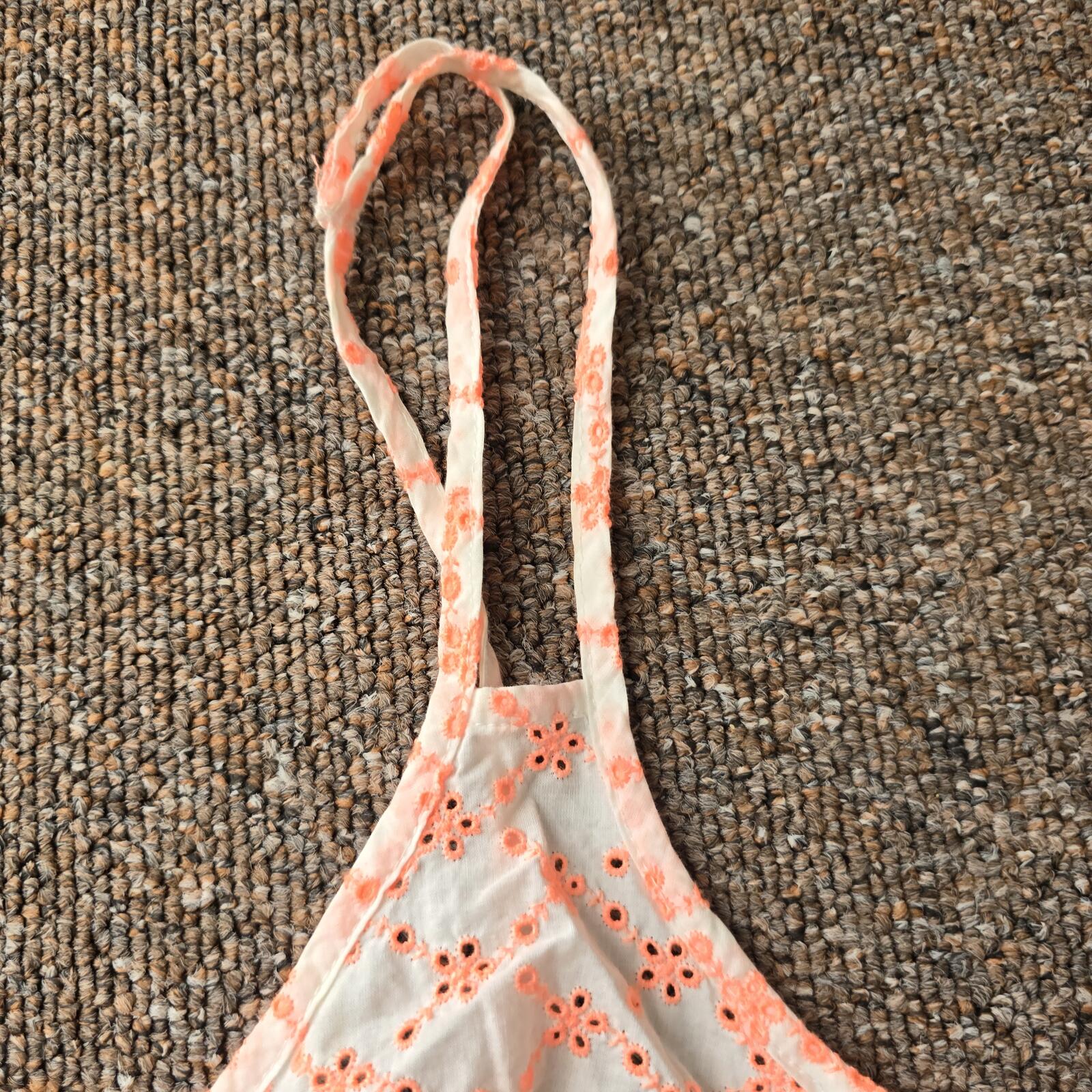 Bershka Orange Embroidered Crop Top with Hook Closure, S, y2k, floral