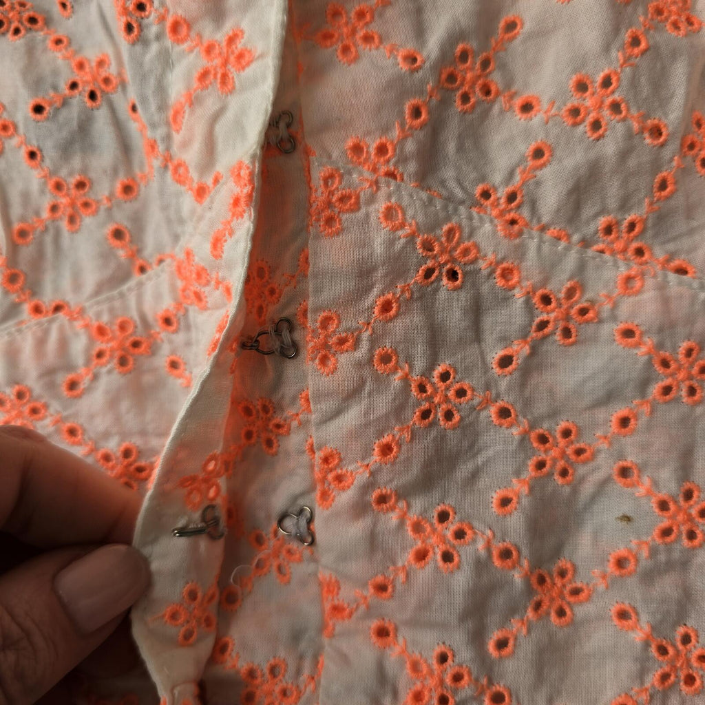 Bershka Orange Embroidered Crop Top with Hook Closure, S, y2k, floral