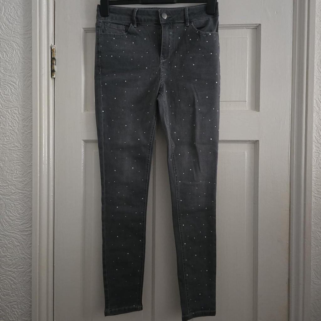 Tu Denim Skinny stretch Jeans with Stud Detail in Grey - Size 10