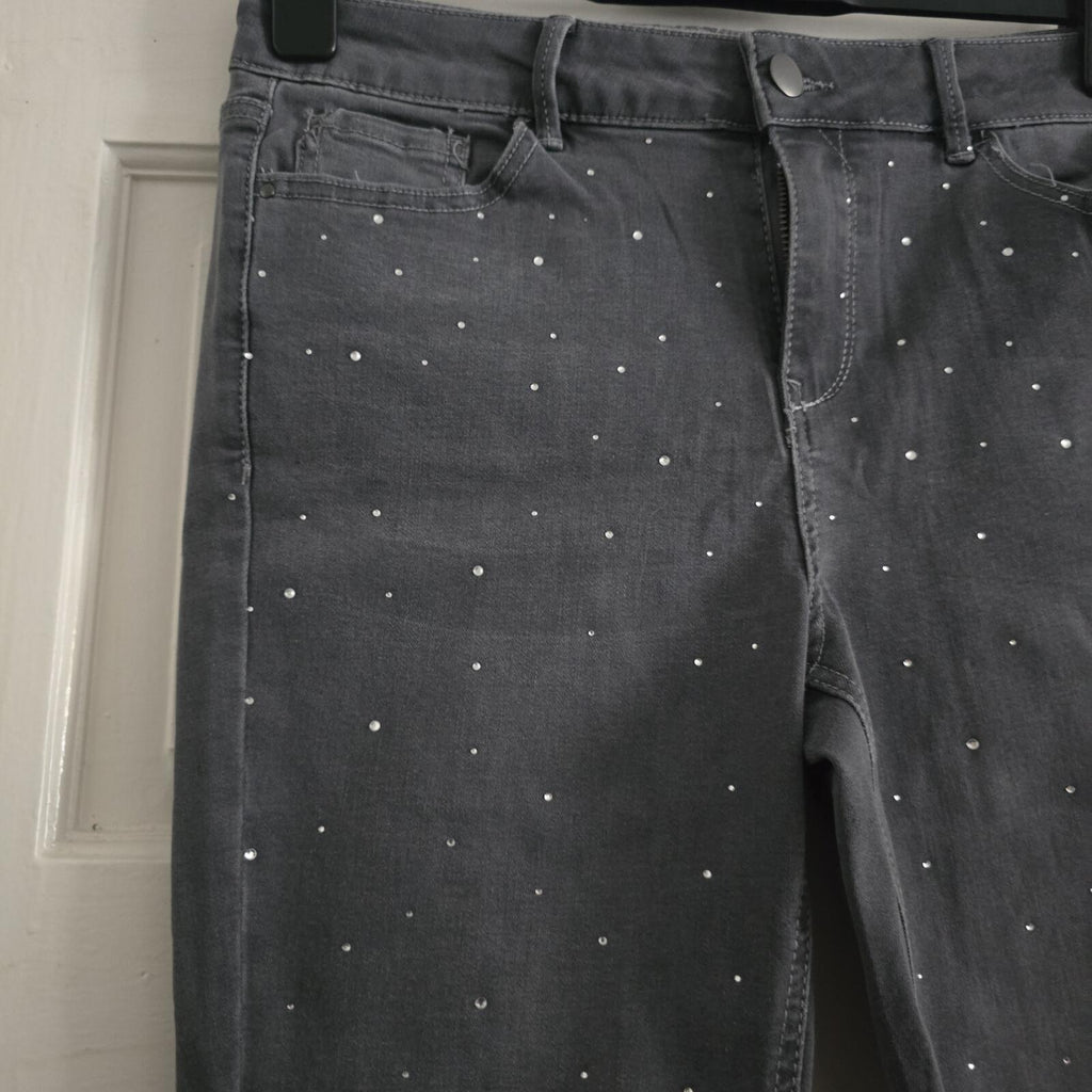 Tu Denim Skinny stretch Jeans with Stud Detail in Grey - Size 10