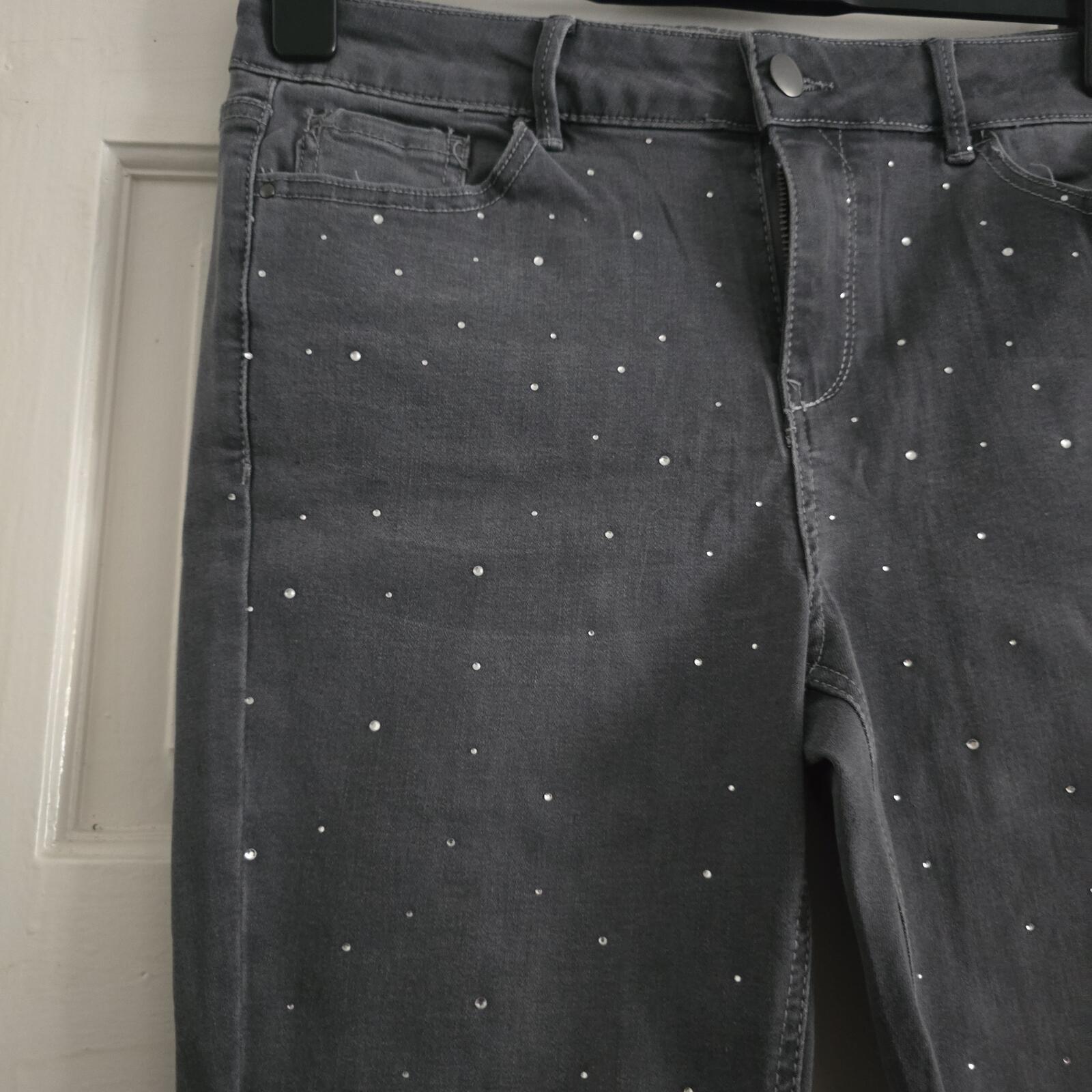 Tu Denim Skinny stretch Jeans with Stud Detail in Grey - Size 10