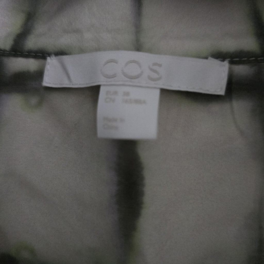 COS 100% Silk Long Sleeve Oversized Button-Up Shirt in Green and White