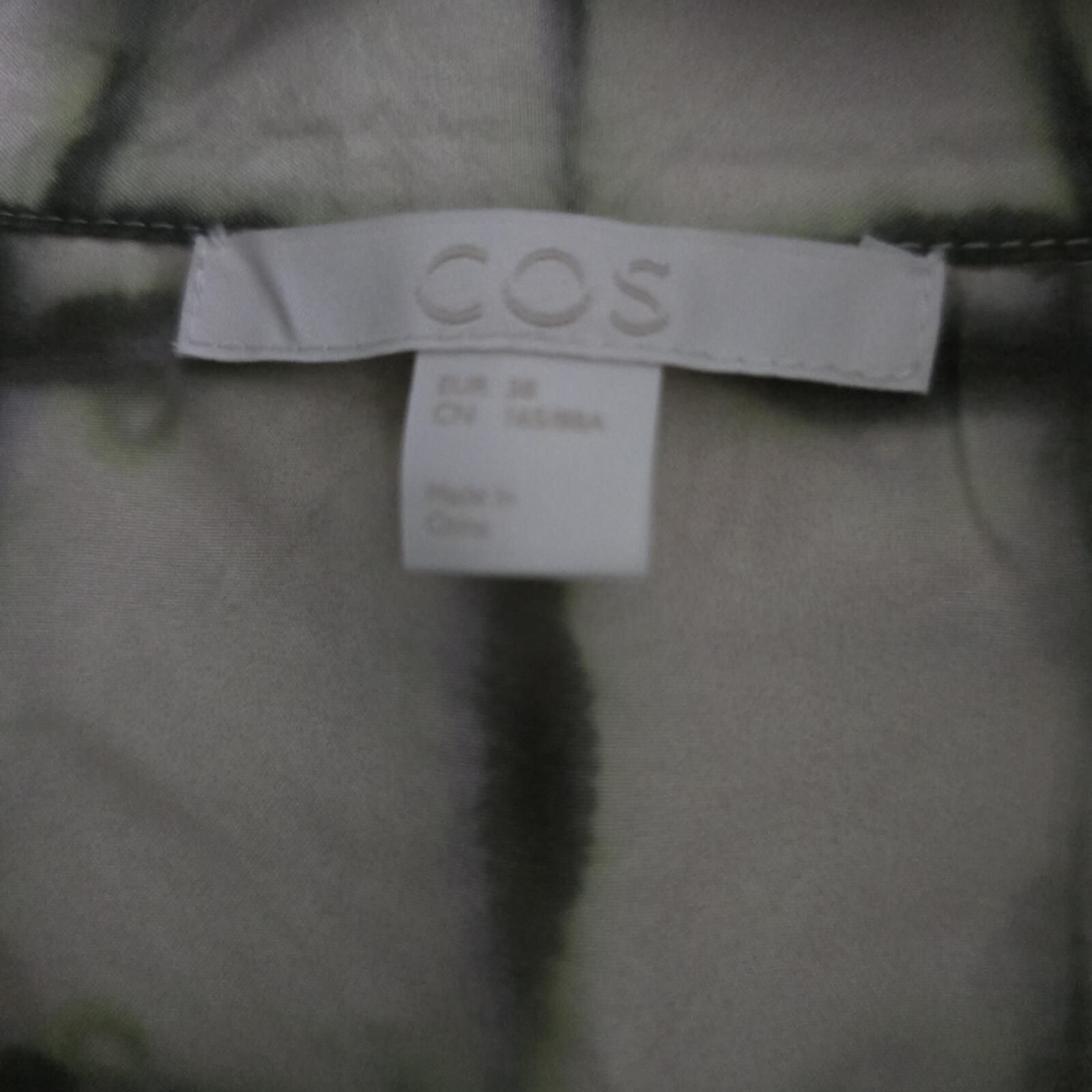COS 100% Silk Long Sleeve Oversized Button-Up Shirt in Green and White