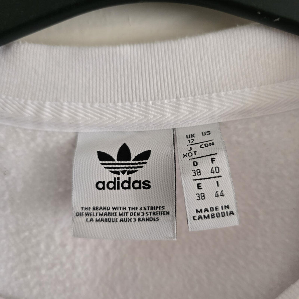 Adidas White Cropped Sweatshirt with Logo, size 12