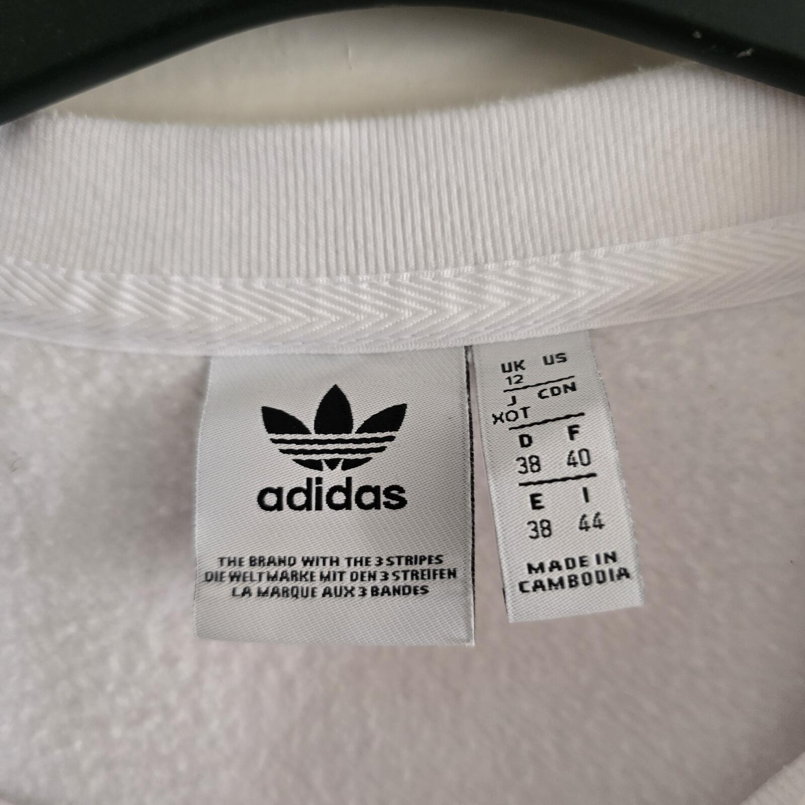 Adidas White Cropped Sweatshirt with Logo, size 12
