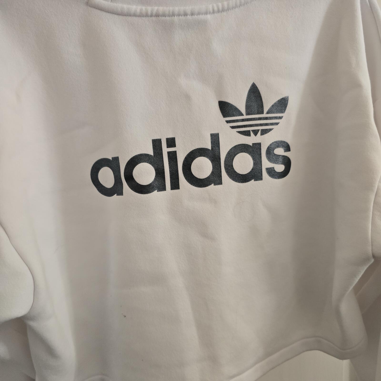 Adidas White Cropped Sweatshirt with Logo, size 12