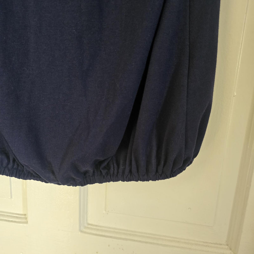 Yours Navy Lace Yoke Short Sleeve V-Neck Top UK 22-24, plus size, relaxed fit