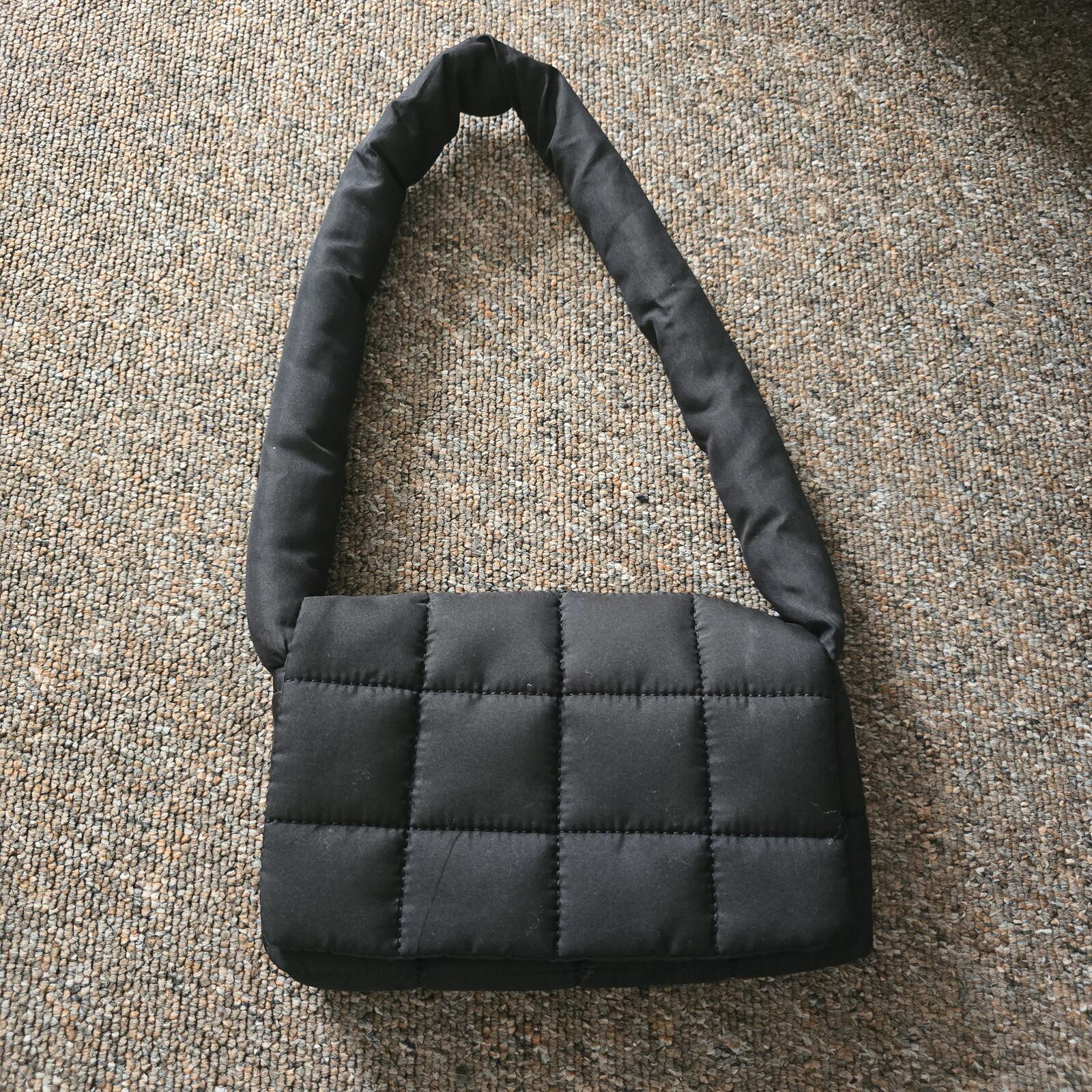 Black Quilted Puffer Small Shoulder Bag