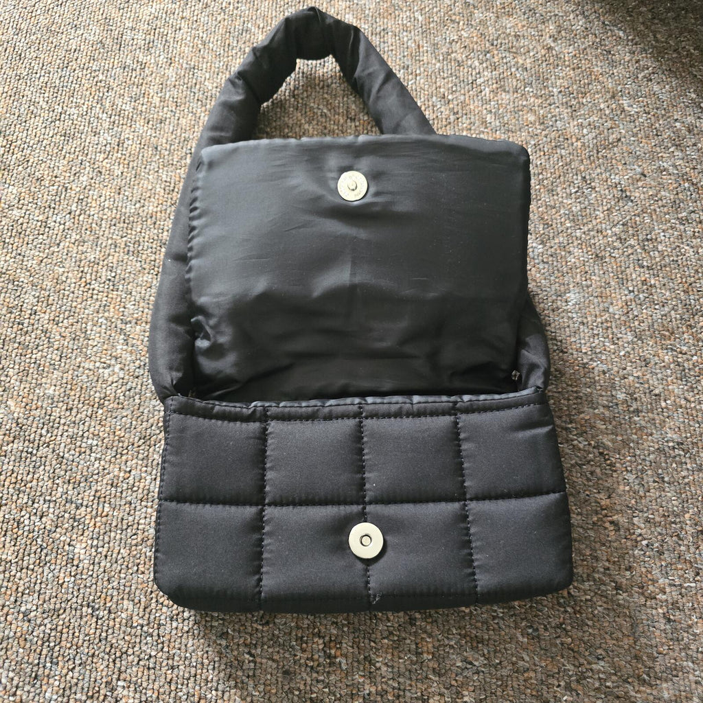 Black Quilted Puffer Small Shoulder Bag