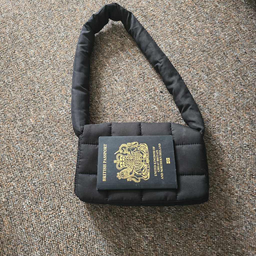 Black Quilted Puffer Small Shoulder Bag