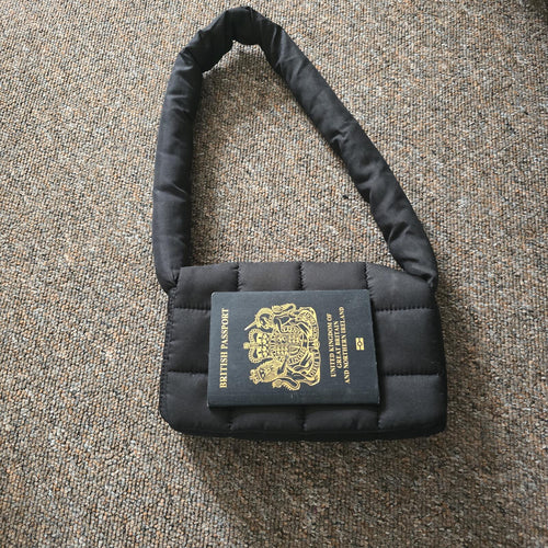 Black Quilted Puffer Small Shoulder Bag