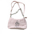 Bershka Pink Mini Shoulder Bag with Chain Strap and Graphic Print