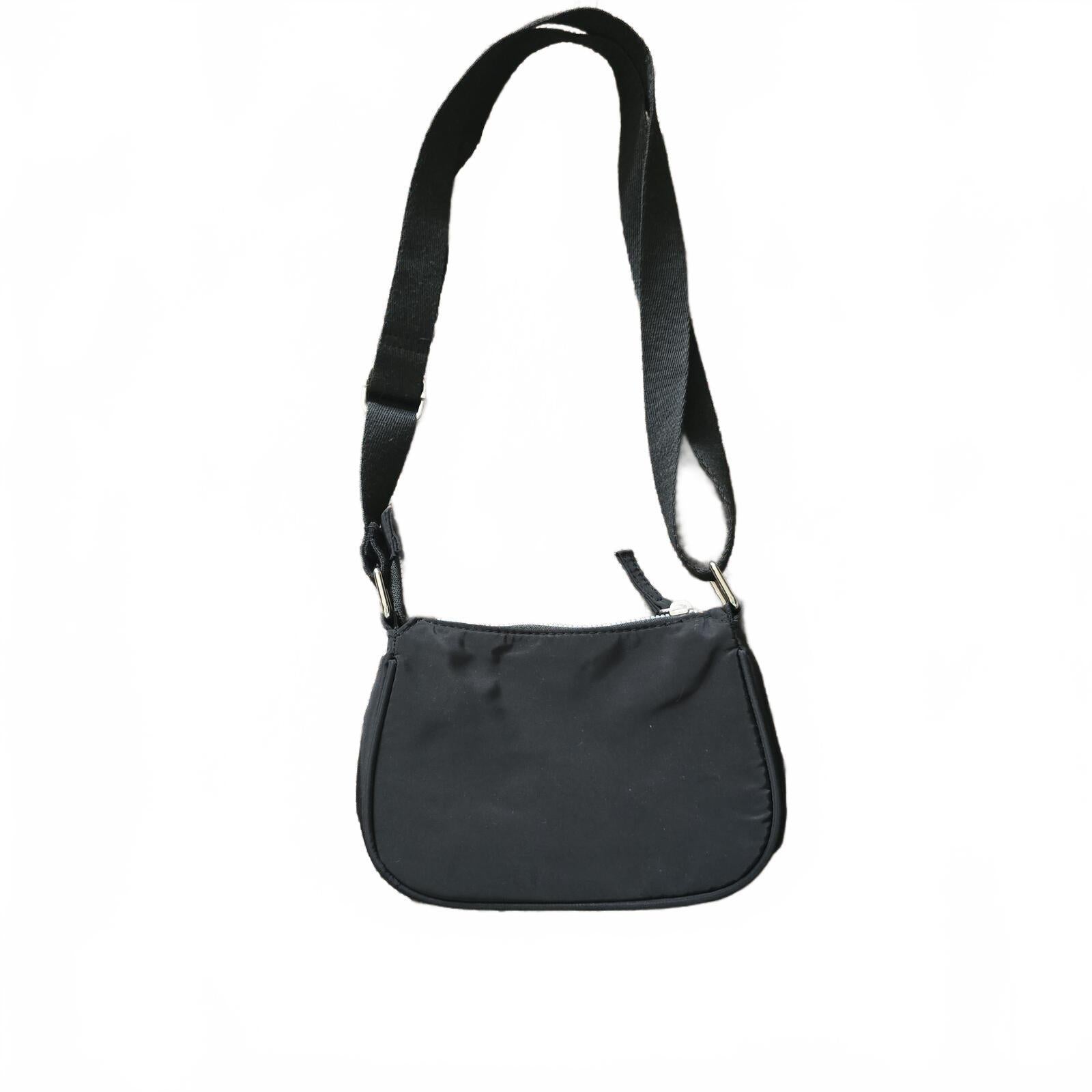 Black Nylon Crossbody Bag with Adjustable Shoulder Strap