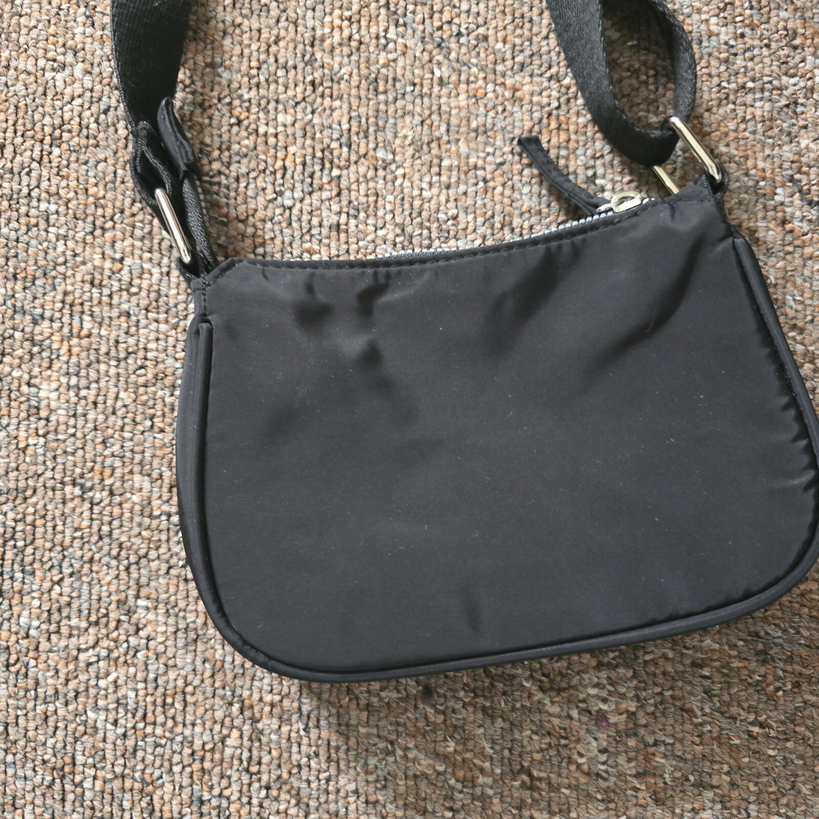Black Nylon Crossbody Bag with Adjustable Shoulder Strap