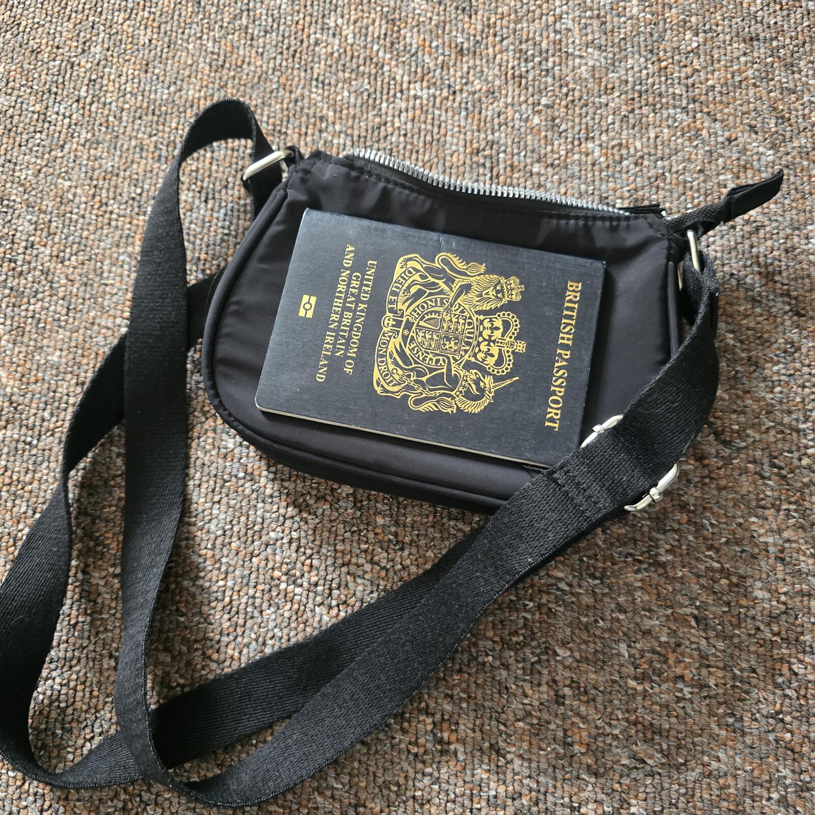 Black Nylon Crossbody Bag with Adjustable Shoulder Strap