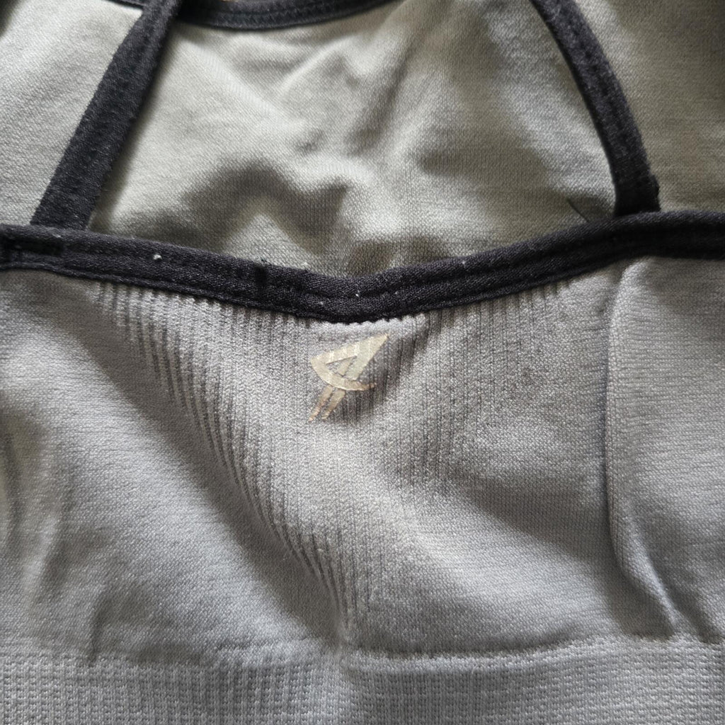 Grey and Black Strappy Sports Bra Crop Top, size S