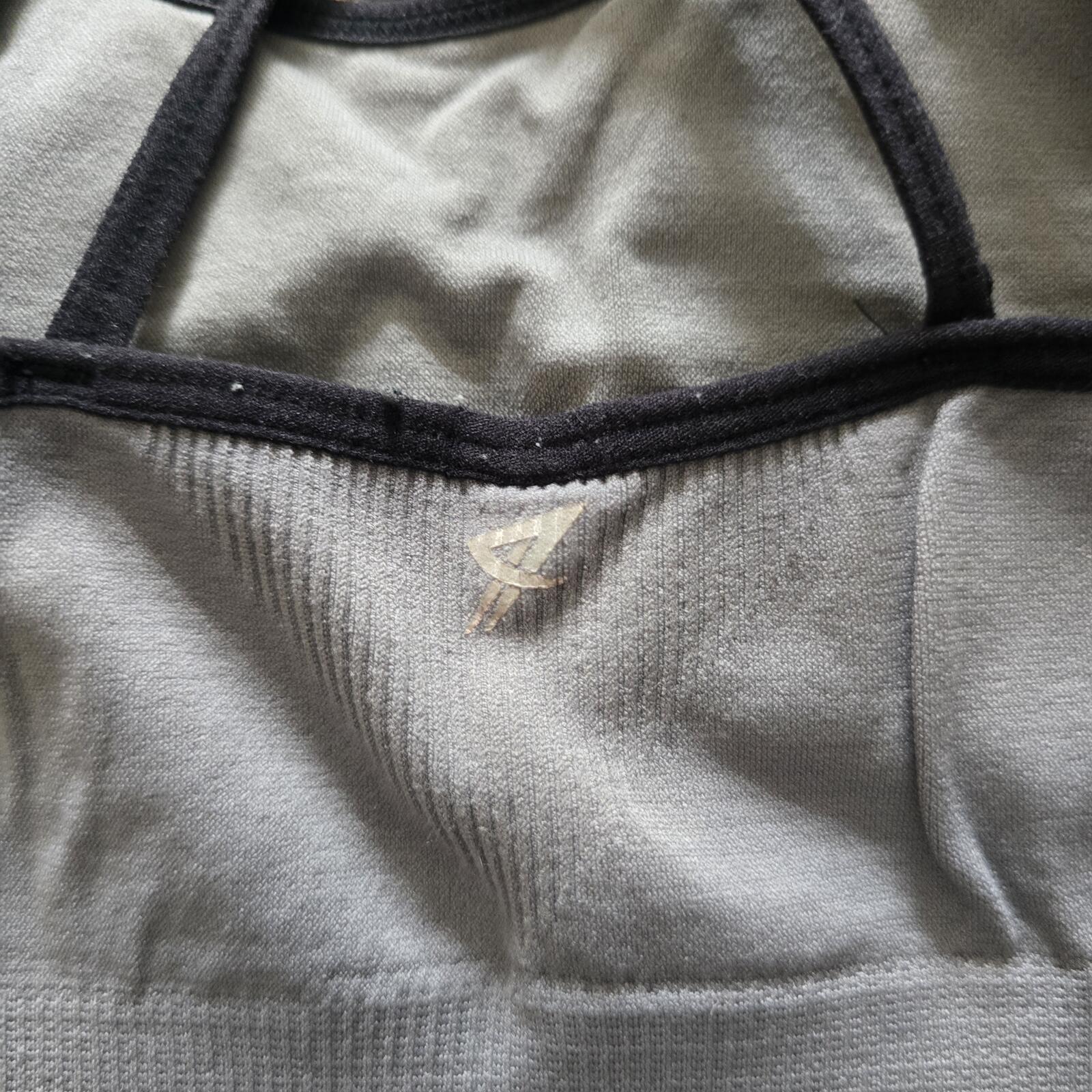 Grey and Black Strappy Sports Bra Crop Top, size S