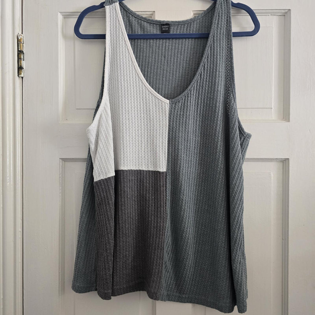 Emery Rose Colourblock Waffle Knit Sleeveless Tank Top 3XL