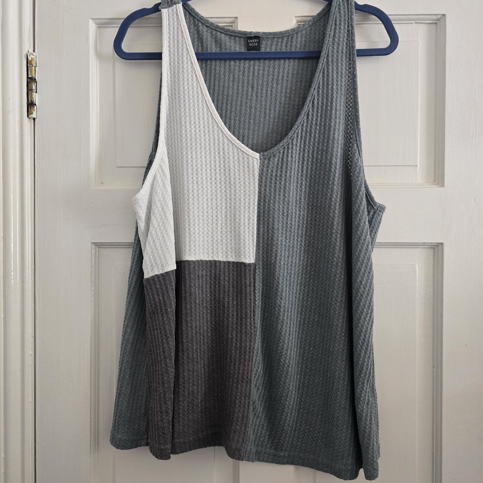 Emery Rose Colourblock Waffle Knit Sleeveless Tank Top 3XL