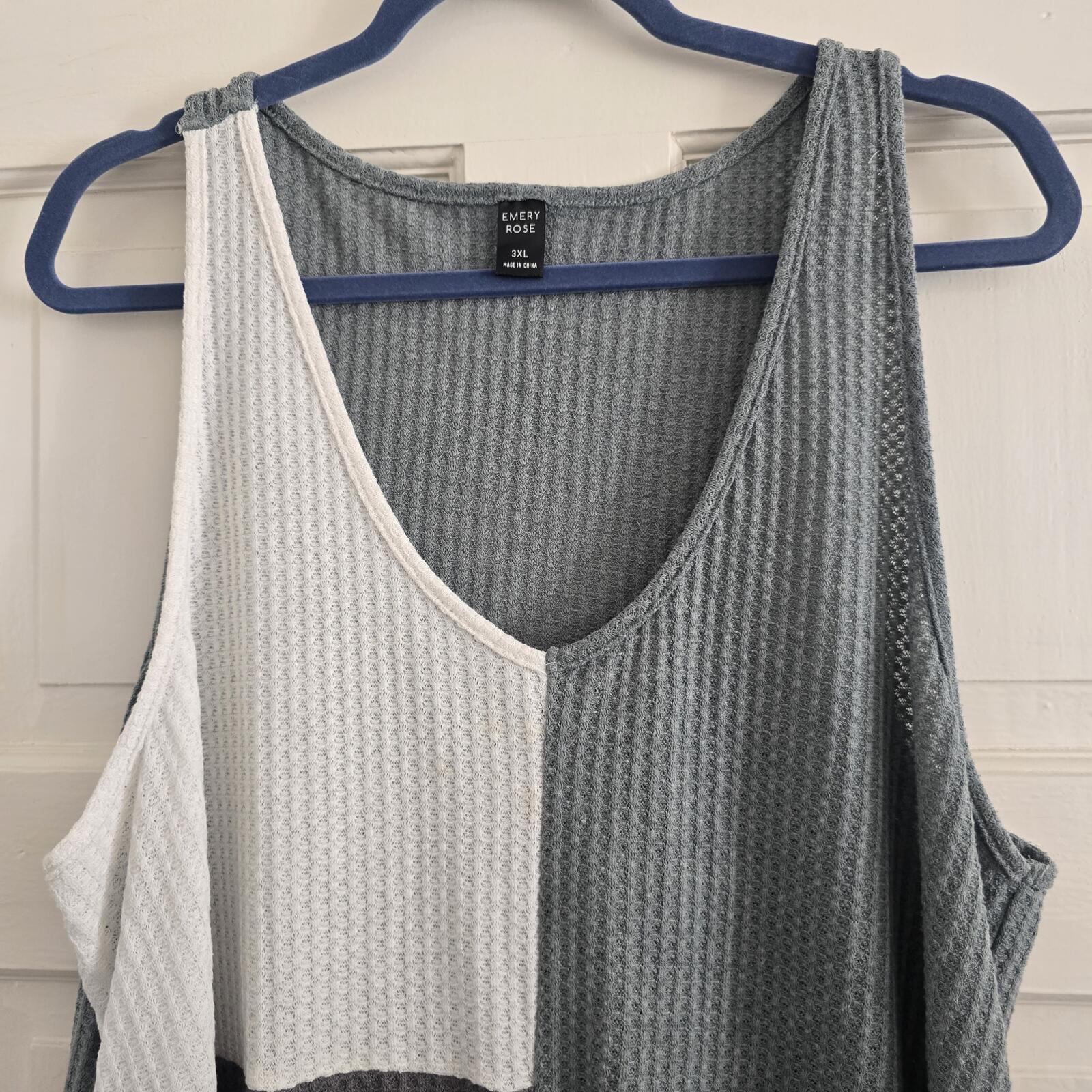 Emery Rose Colourblock Waffle Knit Sleeveless Tank Top 3XL
