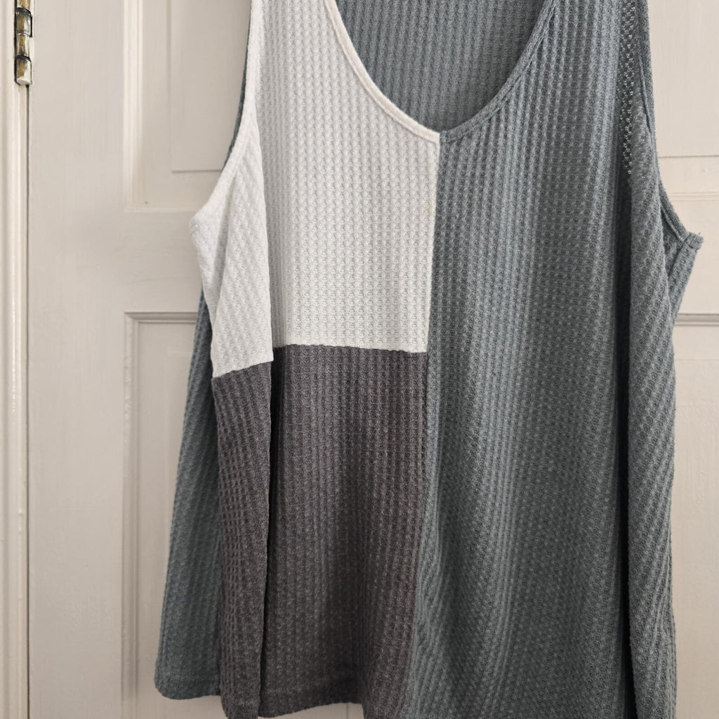 Emery Rose Colourblock Waffle Knit Sleeveless Tank Top 3XL
