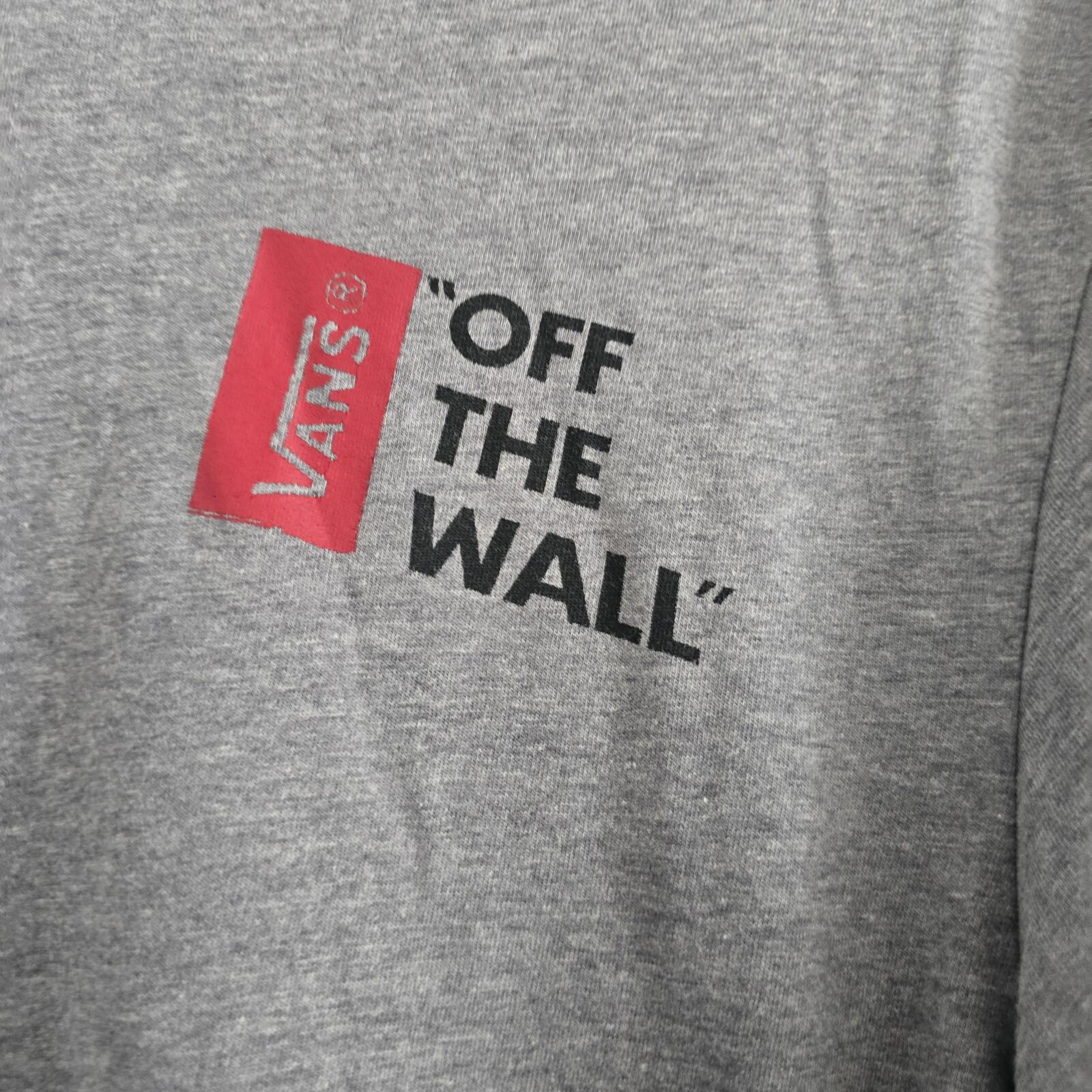 Vans Grey Graphic 'Off The Wall' Mens T-Shirt, size S, streetwear, retro