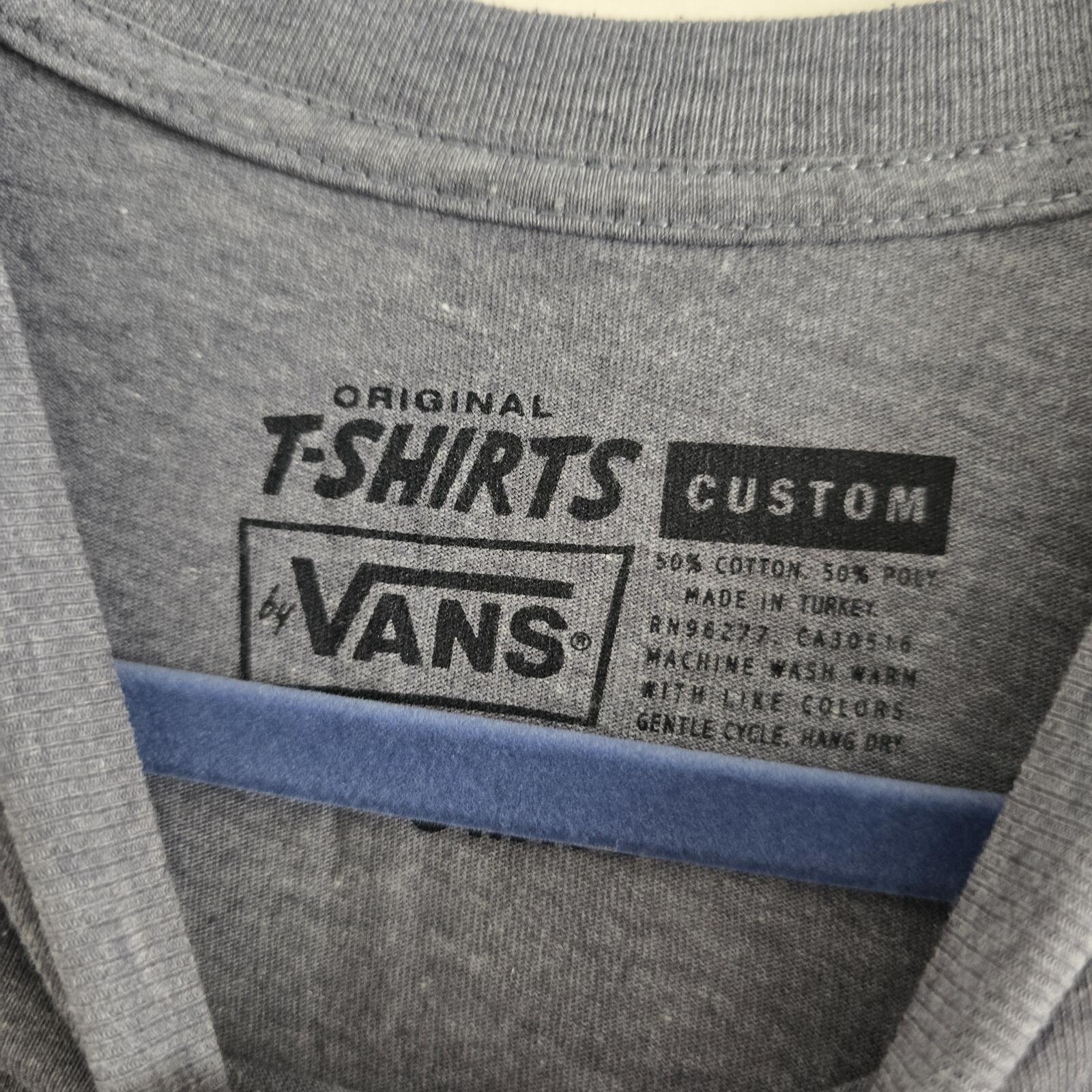 Vans Grey Graphic 'Off The Wall' Mens T-Shirt, size S, streetwear, retro