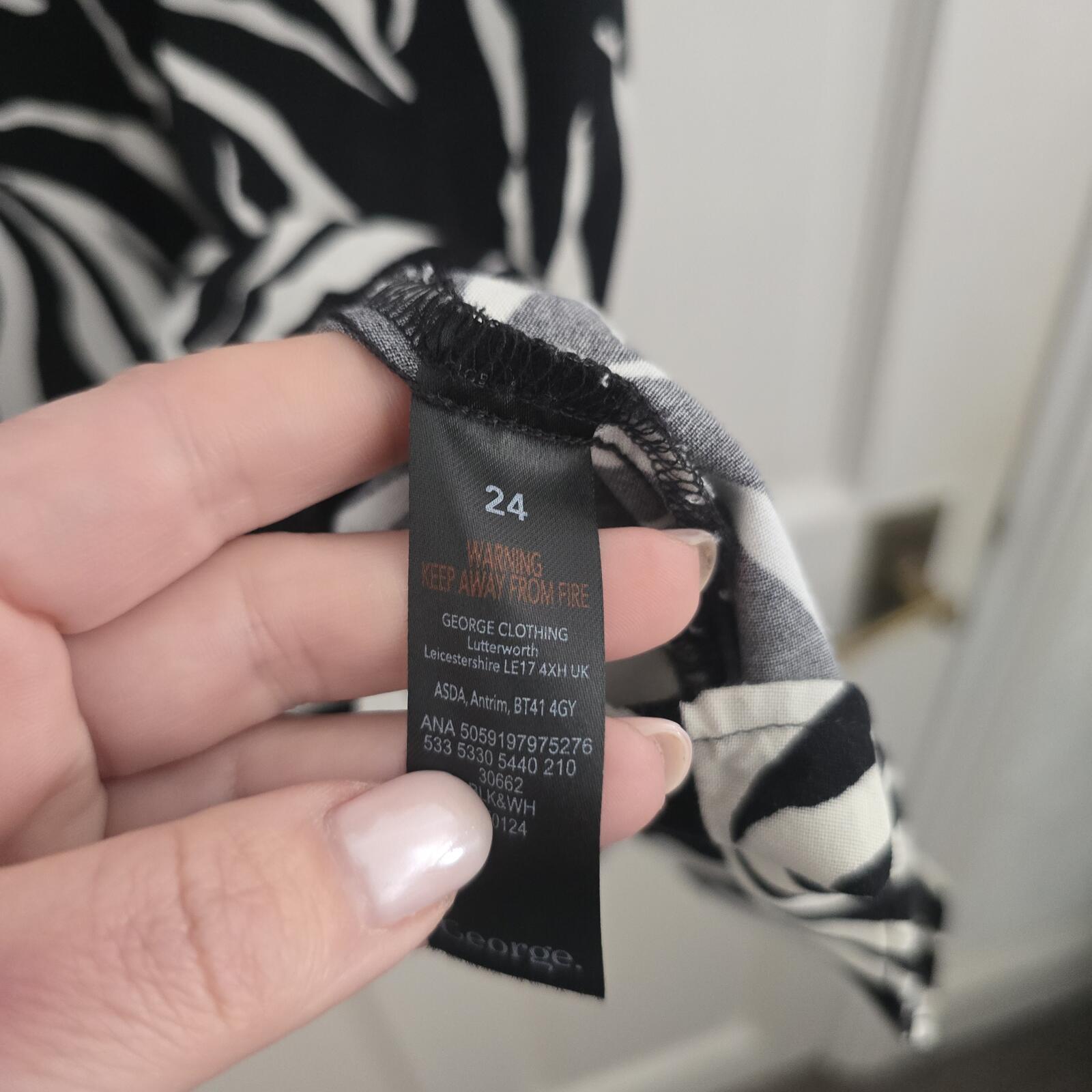 George Black & White Zebra Print Strappy Dress Size 24, summer, lightweight