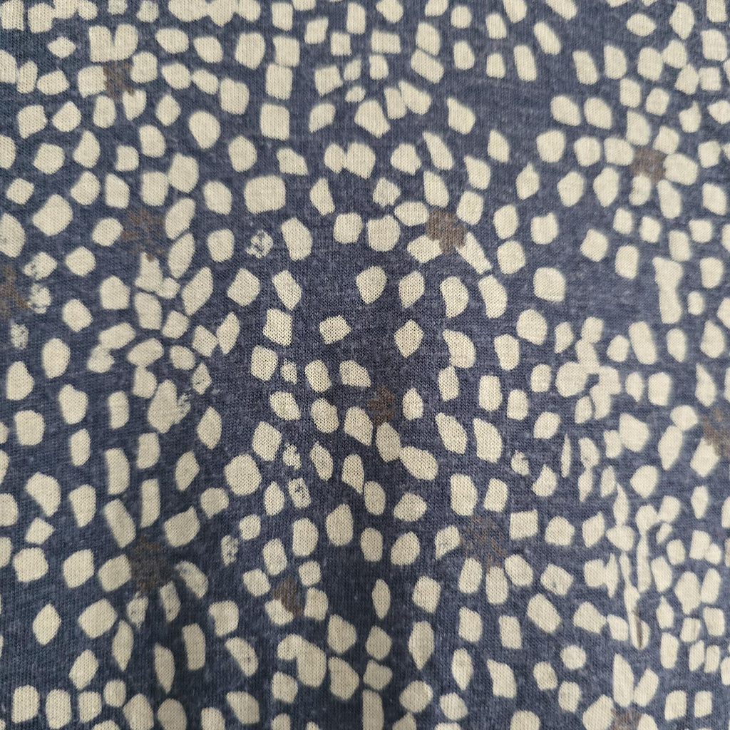 White Stuff Navy and White Speckled Print Short Sleeve Top UK 10