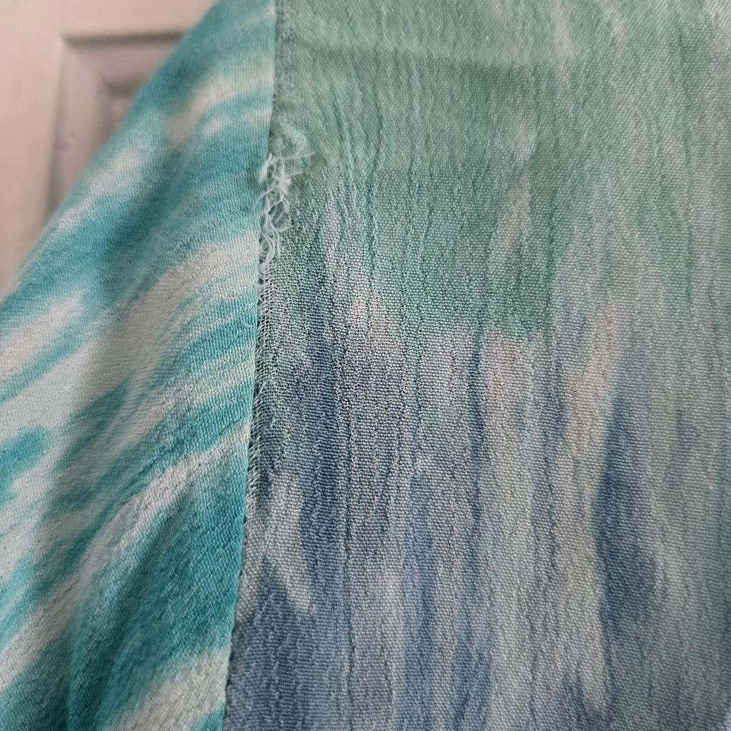 Ananda One Size Turquoise Blue Tie-Dye Button Front Blouse Top oversized